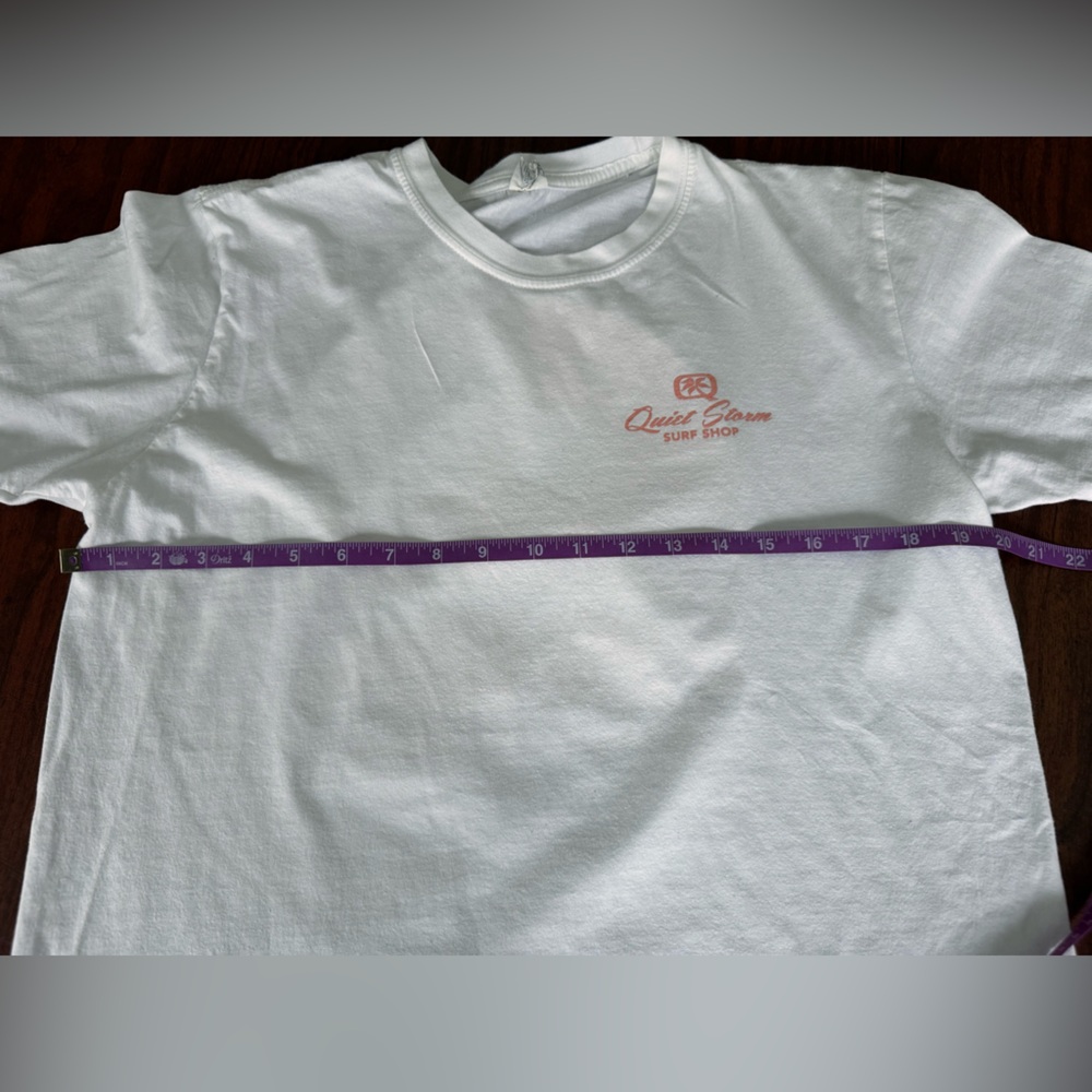 Quiet Storm Surf Shop Myrtle Beach 100% Cotton White Tee with Logo Accent Size L - Picture 5 of 9